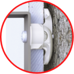 a bullfix universal fixing in a dot and dab wall with a bracket attached to it