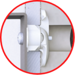 a bullfix universal fixing in a insulated plasterboard wall with a bracket attached to it