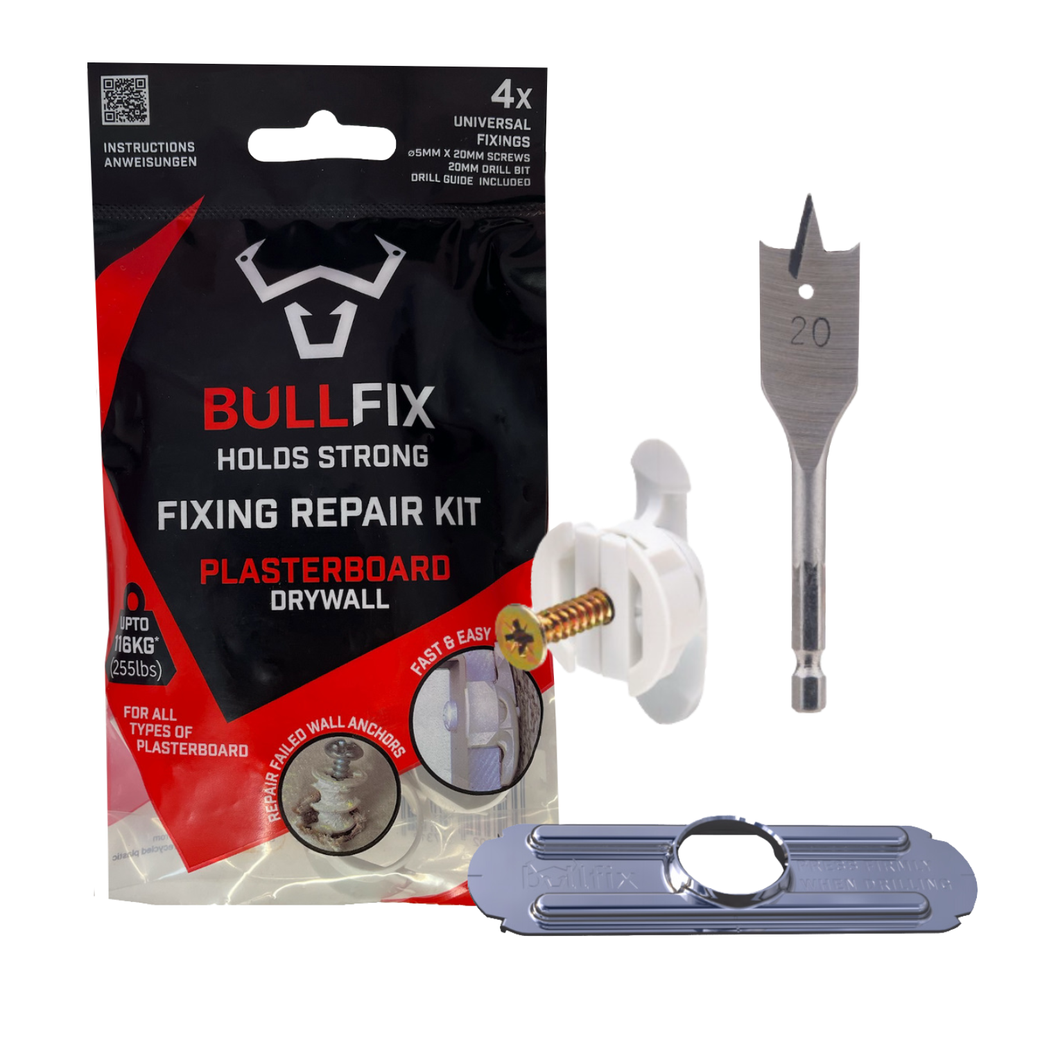 The repair kit lets you replace inferior failed fixings with a strong and long-lasting bullfix fixing
