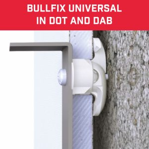 Bullfix universal fixing in a dot and dab wall showing how it fits inside a 7mm cavity