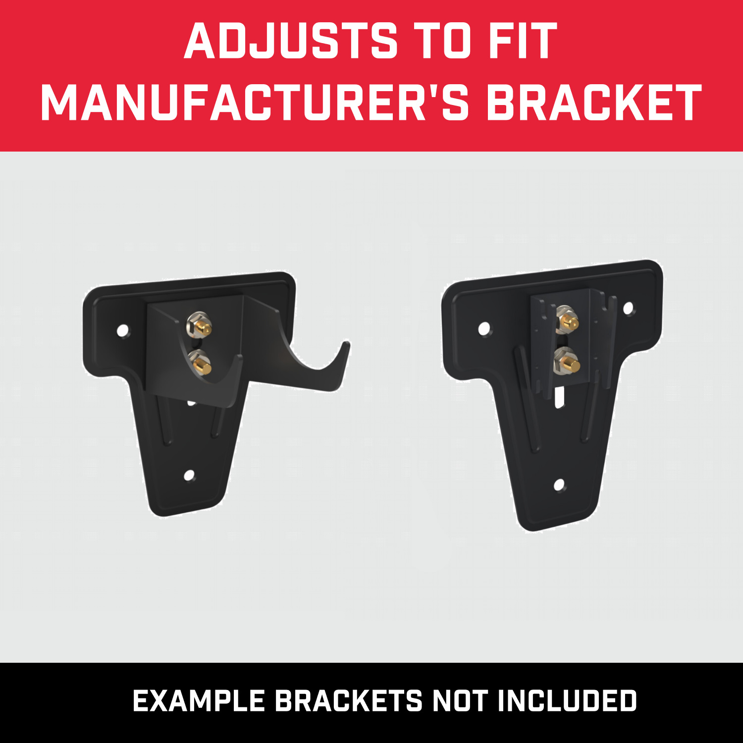 The slots on the fixings allow for attaching different sized manufacturer supplied brackets
