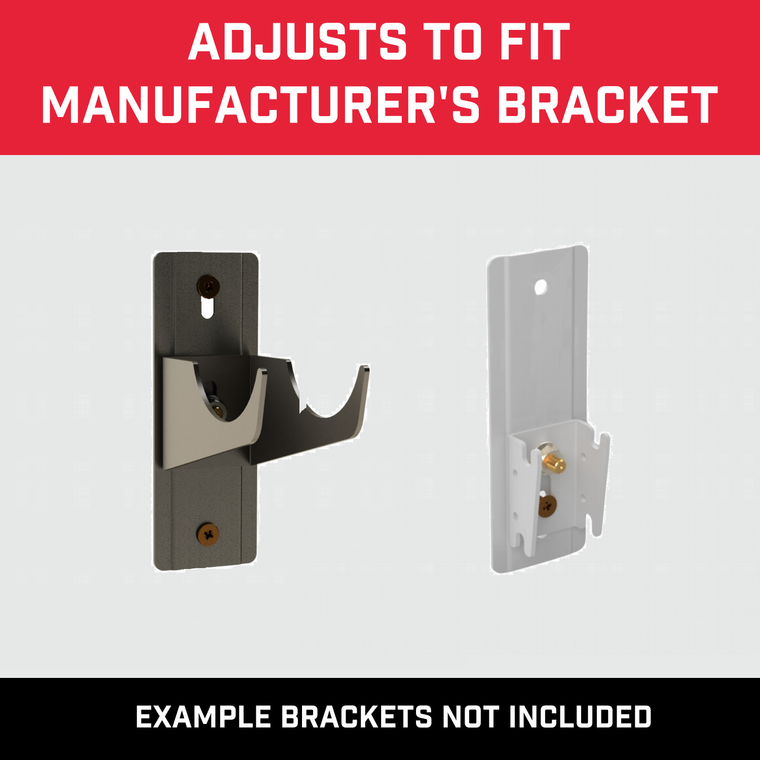 The slots on the fixings allow for attaching different sized manufacturer supplied brackets