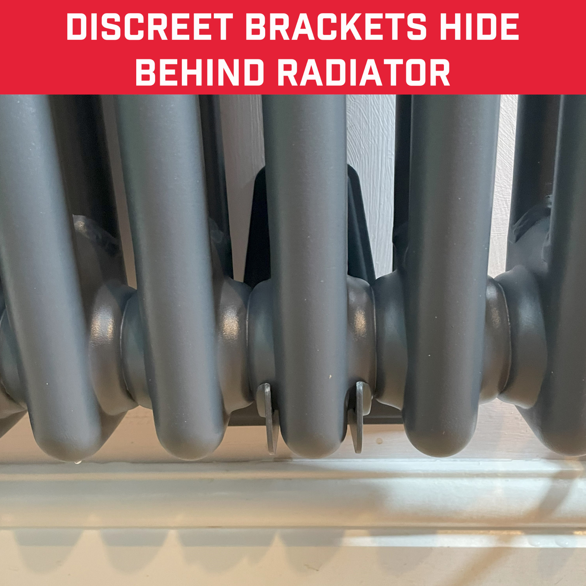 Bullfix radiator brackets are well hidden behind the radiator